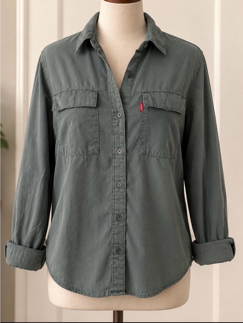 Levi's Women's Olive Green Button-Down Shirt, original.